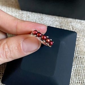 Red Gemstone Sterling Silver Band